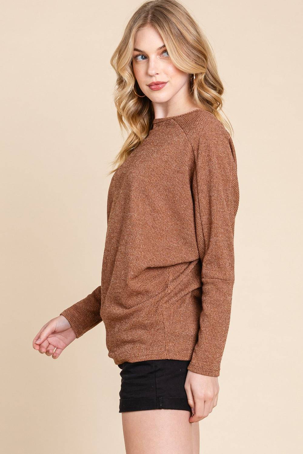 NEWYORKLISTED STYLE COLLECTION: Drop Shoulder Long Sleeve Knit Top - NEWYORKLISTED