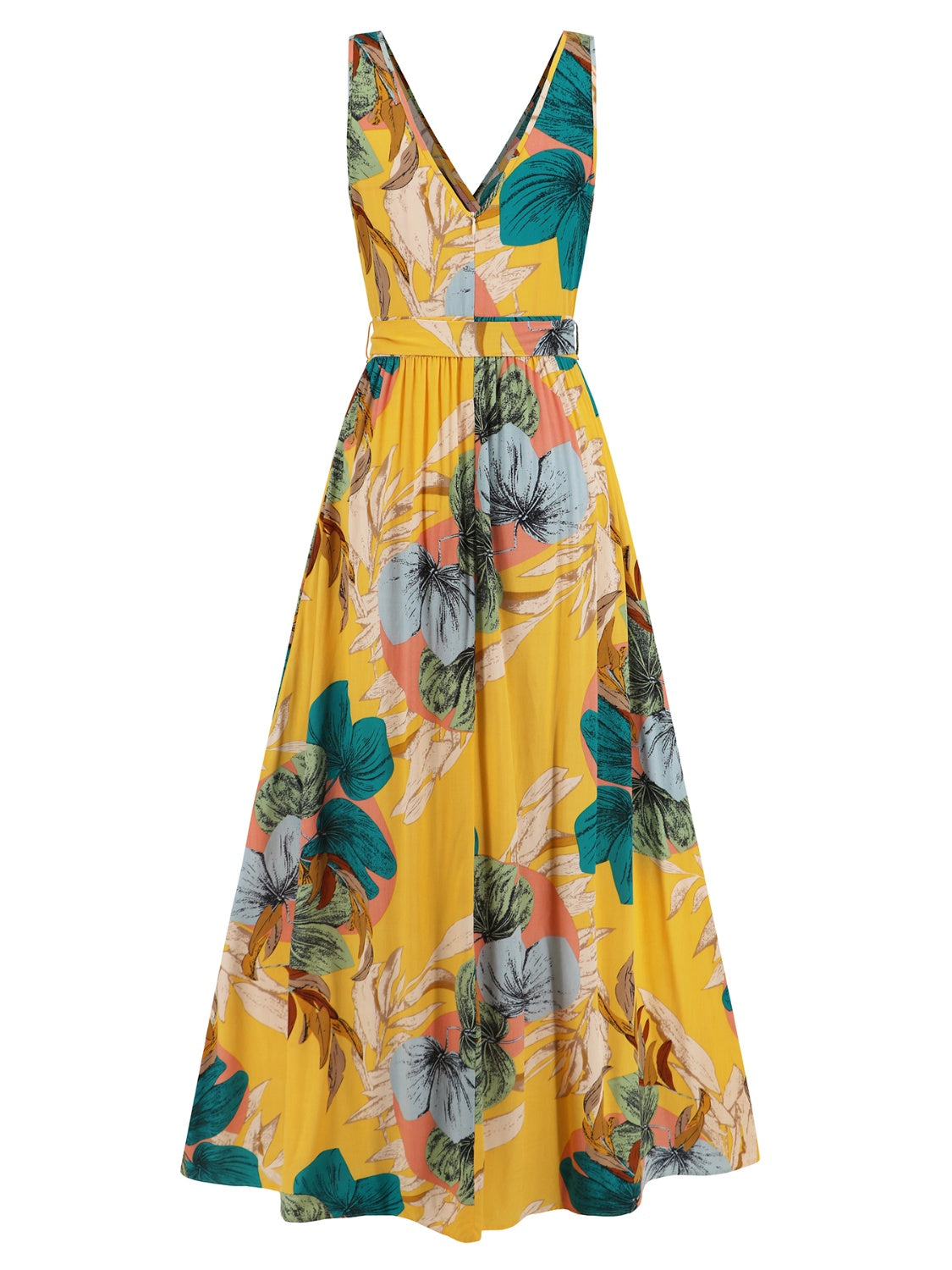 Slit Tied Printed Surplice Dress - NEWYORKLISTED