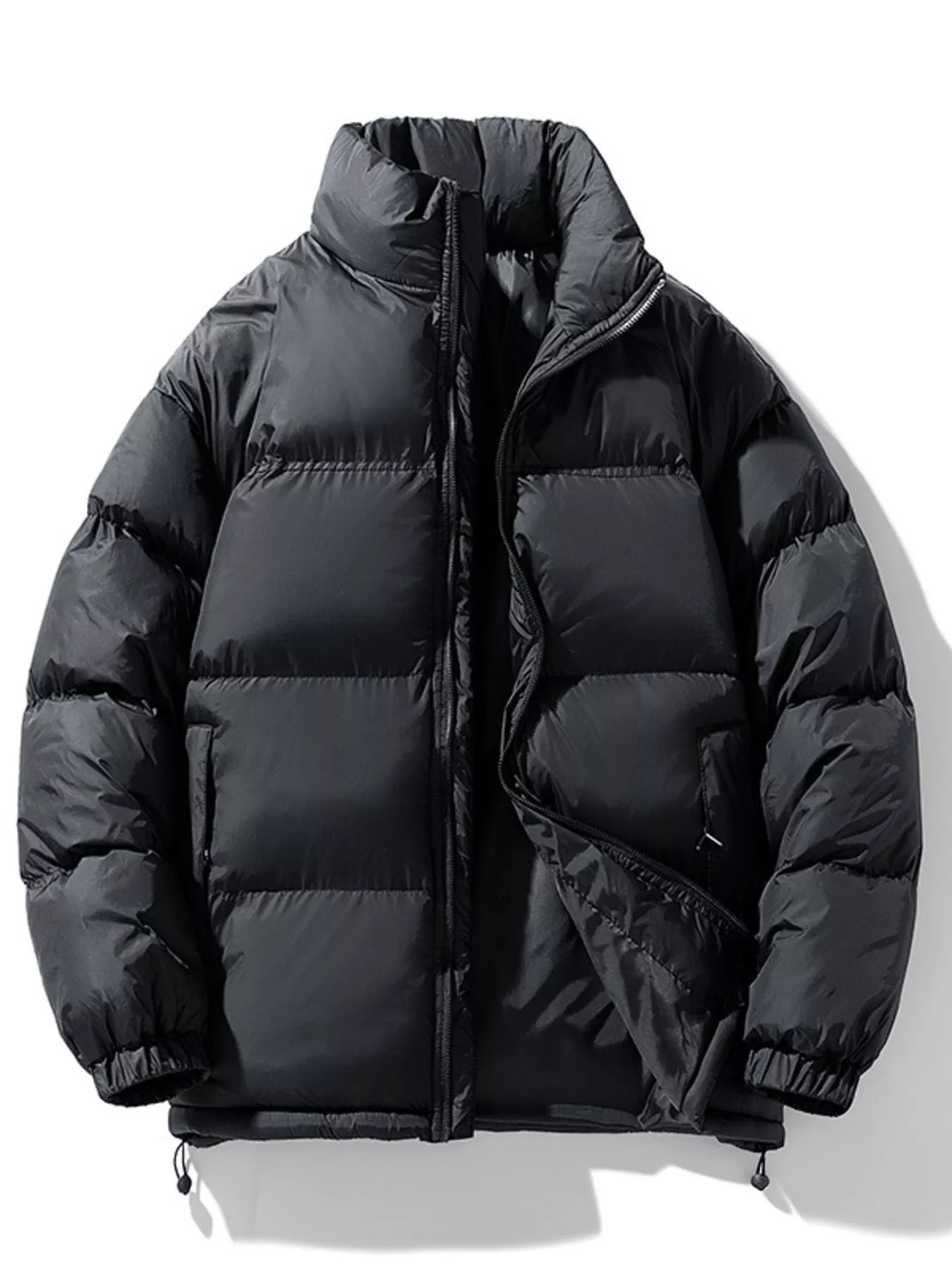 NEWYORKLISTED ATLAS MEN’S COLLECTION: Black puffer jacket on a white background