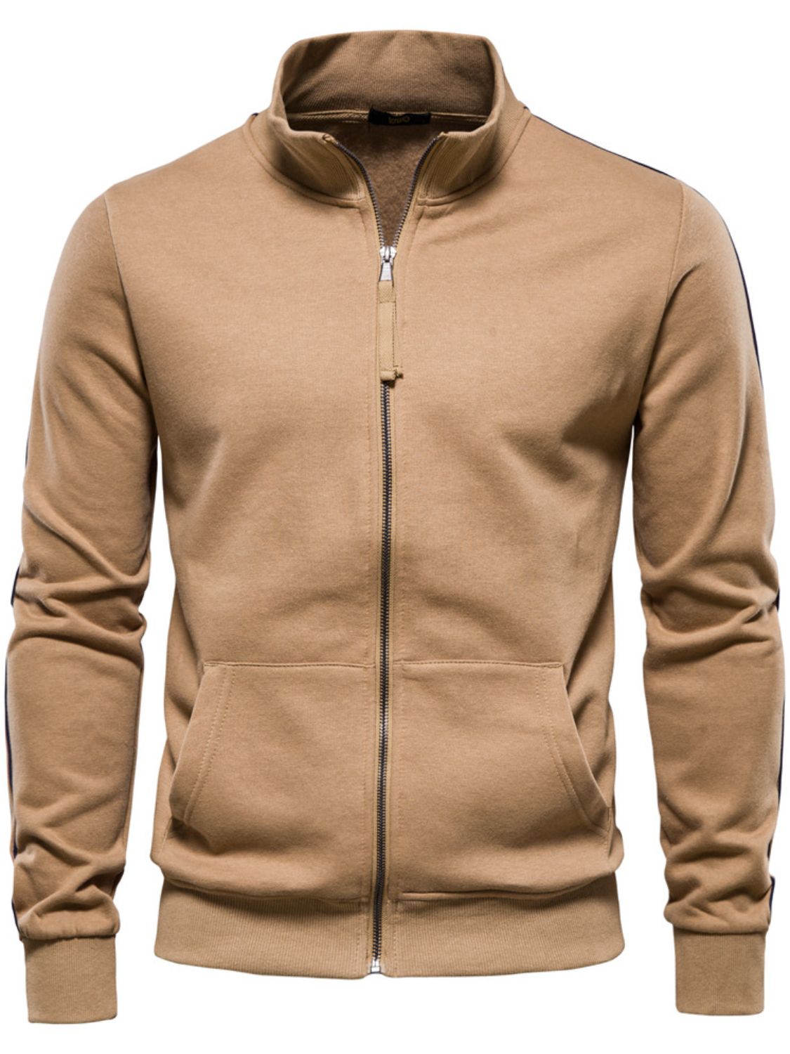 NEWYORKLISTED ATLAS MEN's COLLECTION: Men's Zip Up Long Sleeve Sweatshirt in Camel