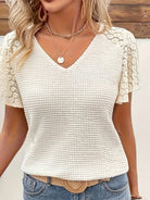 NEWYORKLISTED STYLE COLLECTION: Lace V-Neck Flutter Sleeve Top