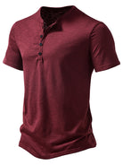 NEWYORKLISTED ATLAS MEN'S COLLECTION: Maroon short-sleeve henley shirt on a white background