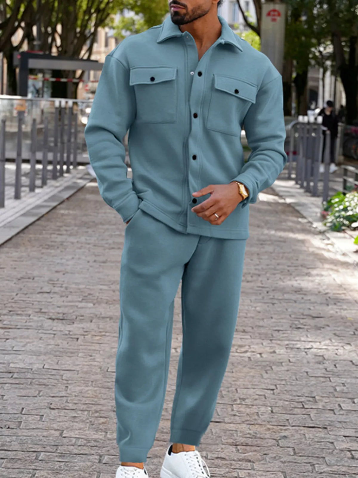 NEWYORKLISTED ATLAS MEN'S COLLECTION – Men's long-sleeve shirt and joggers two-piece set, product image 3