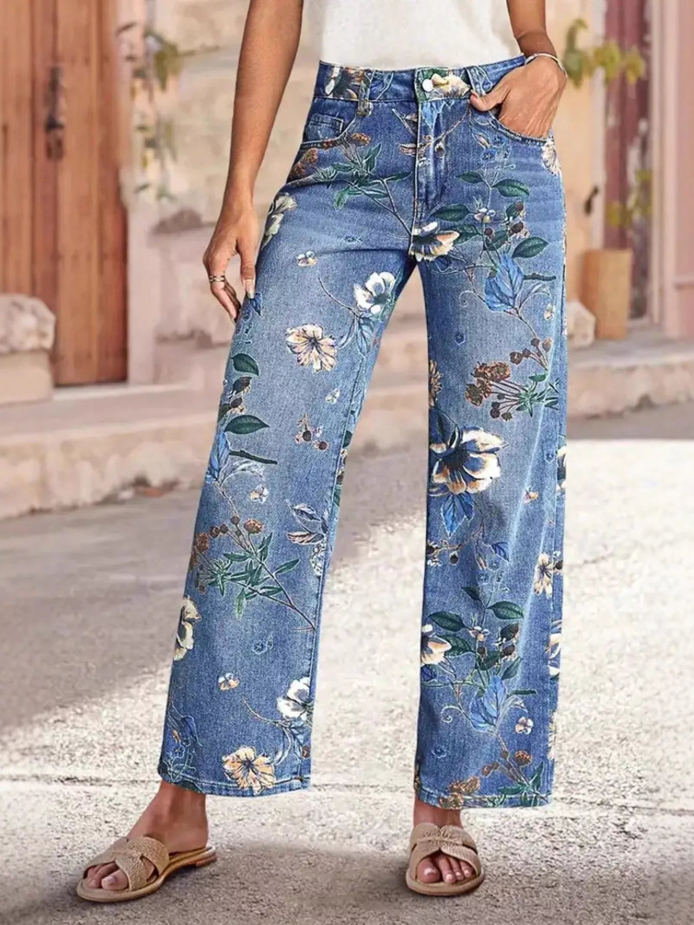 NEWYORKLISTED STYLE COLLECTION: Floral Print Wide Leg Jeans – Boho Chic Denim for Women