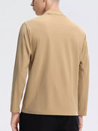 NEWYORKLISTED ATLAS MEN's COLLECTION: Person wearing a beige long-sleeve shirt on a white background