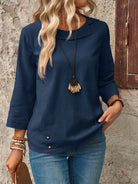 NEWYORKLISTED STYLE COLLECTION: Round Neck Long Sleeve Blouse
