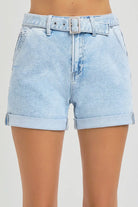 NEWYORKLISTED STYLE COLLECTION: Risen Full Size High Rise Belted Roll Up Shorts