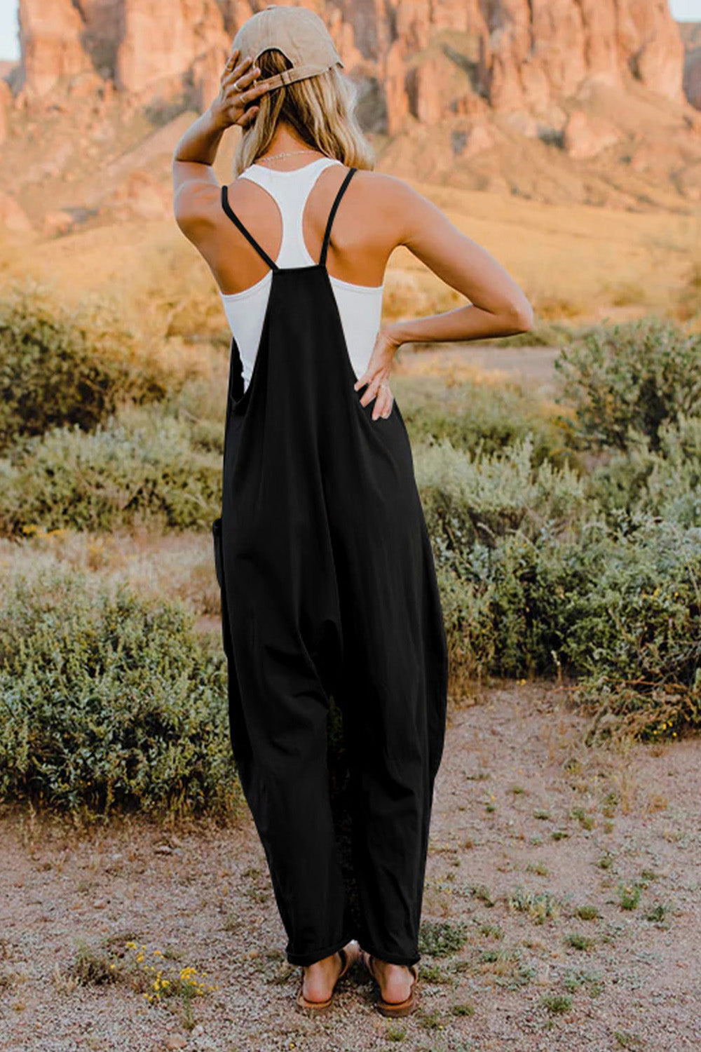NEWYORKLISTED V-Neck Sleeveless Jumpsuit with Pockets - NEWYORKLISTED