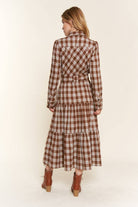 NEWYORKLISTED STYLE COLLECTION: Plaid Tiered Midi Shirt Dress - NEWYORKLISTED