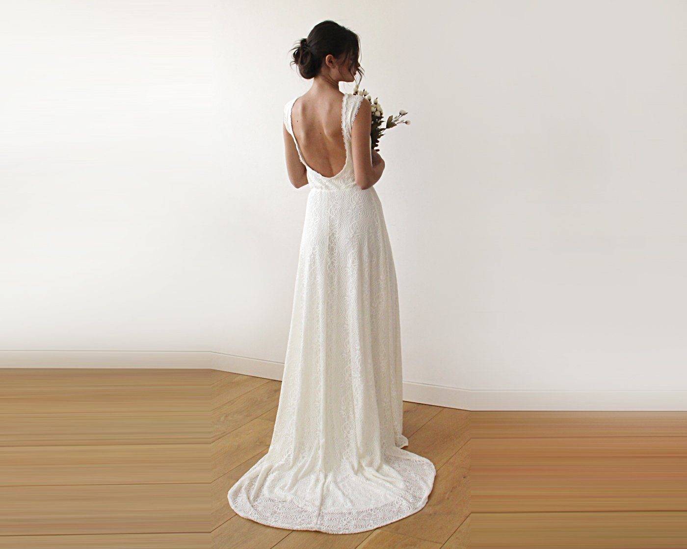 Sleeveless  Backless Lace Dress   With Train #1180 - NEWYORKLISTED