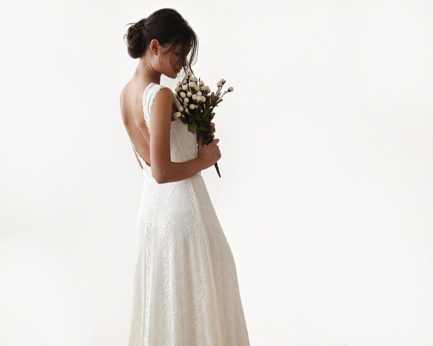 Sleeveless  Backless Lace Dress   With Train #1180 - NEWYORKLISTED