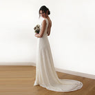 Sleeveless  Backless Lace Dress   With Train #1180 - NEWYORKLISTED