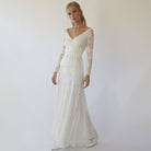 Ivory Off Shoulder Wrap Long Sleeves ,Mermaid Wedding Dress #1280 - NEWYORKLISTED