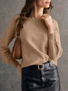 NEWYORKLISTED STYLE COLLECTION: Women's Crew Neck Long Sleeve Sweater – Cozy, Classic, Chic in khaki 