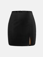 Slit Mini Skirt with Zipper - NEWYORKLISTED