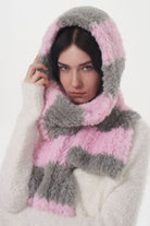 Fuzzy Contrast Striped Scarf - NEWYORKLISTED