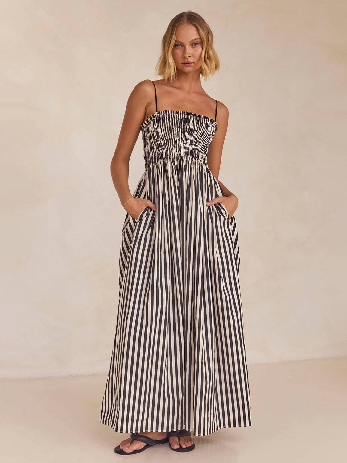 NEWYORKLISTED STYLE COLLECTION: Striped Spaghetti Strap Cami Dress