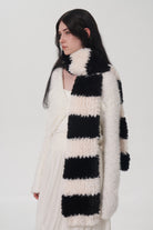 Fuzzy Contrast Striped Scarf - NEWYORKLISTED