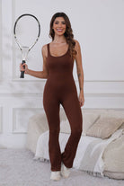 NEWYORKLISTED STYLE COLLECTION: Scoop Neck Wide Strap Active Jumpsuit - NEWYORKLISTED