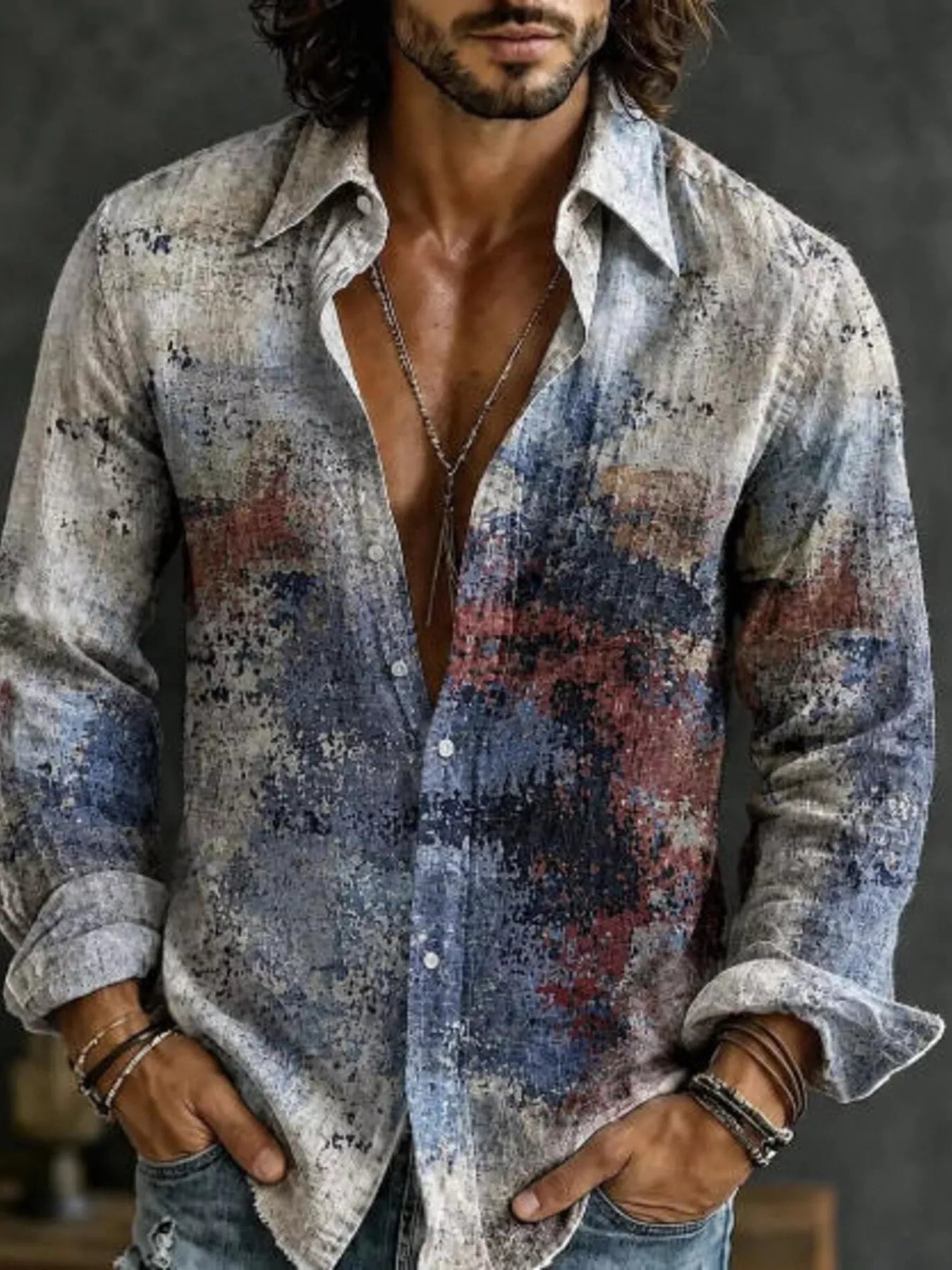 NEWYORKLISTED ATLAS MEN'S COLLECTION: Men's multi-color striped long-sleeve shirt, product detail