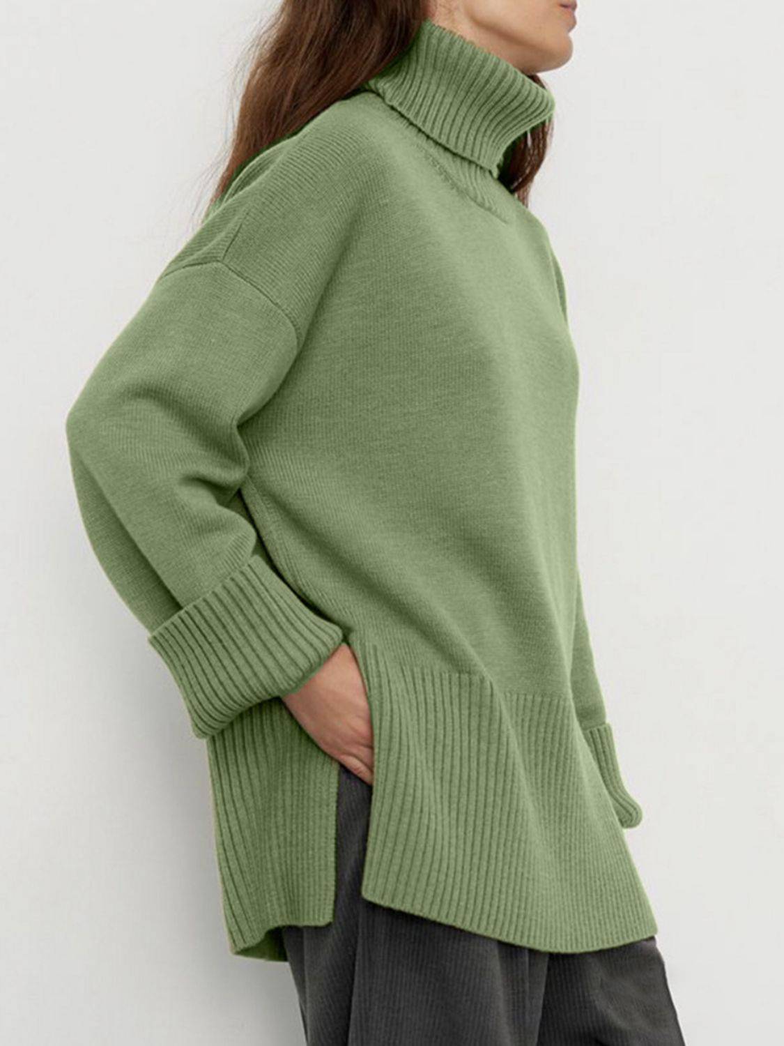 NEWYORKLISTED STYLE COLLECTION: Turtleneck Drop Shoulder Sweater - NEWYORKLISTED