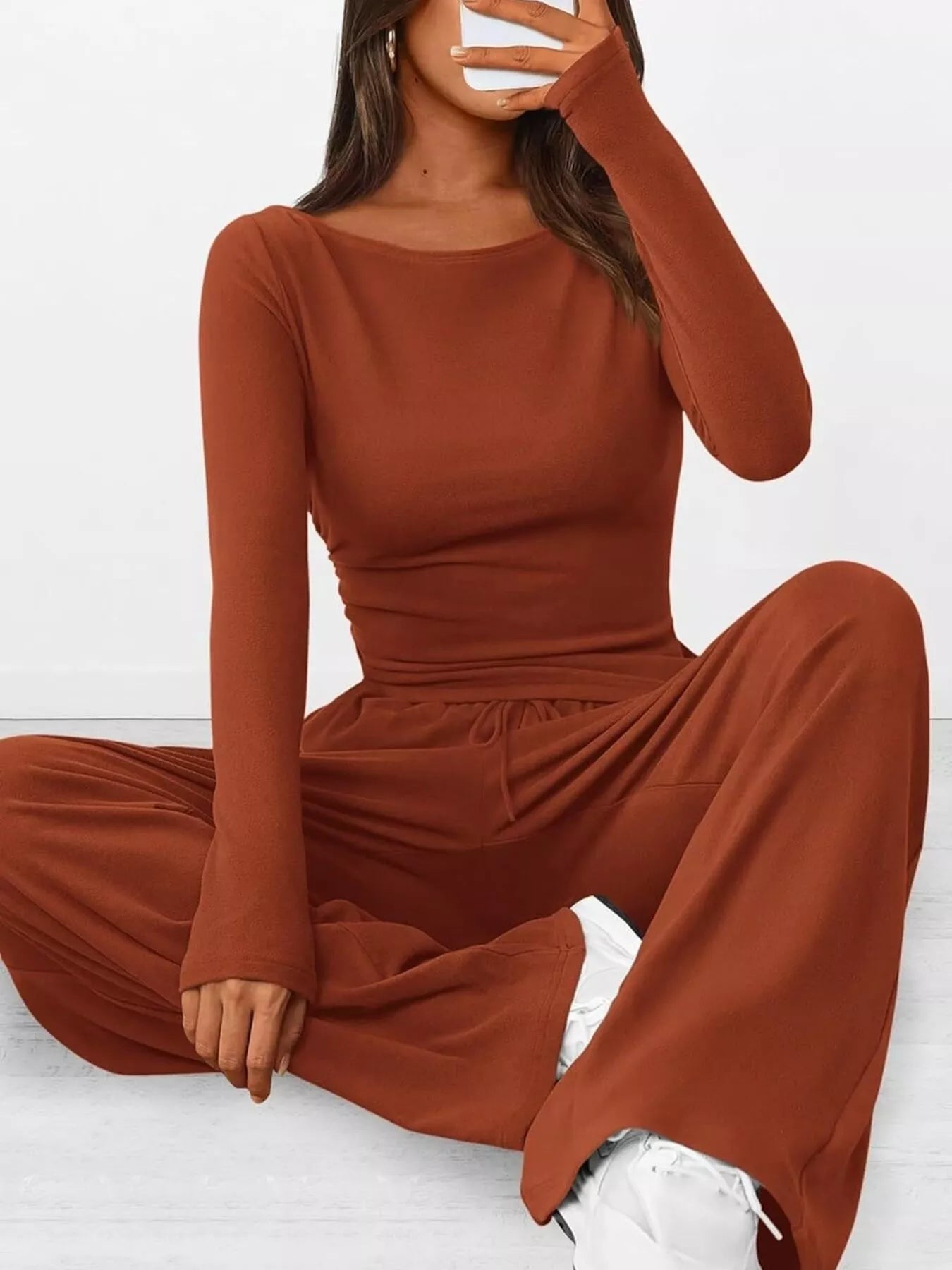 NEWYORKLISTED COMFORT COLLECTION: Long Sleeve Top and Wide Leg Pants Set