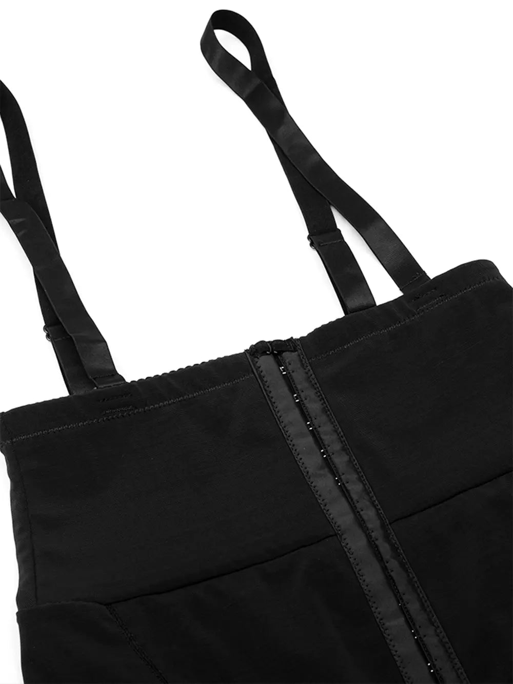 NEWYORKLISTED Intimate Apparel: Black apron with straps on a white background