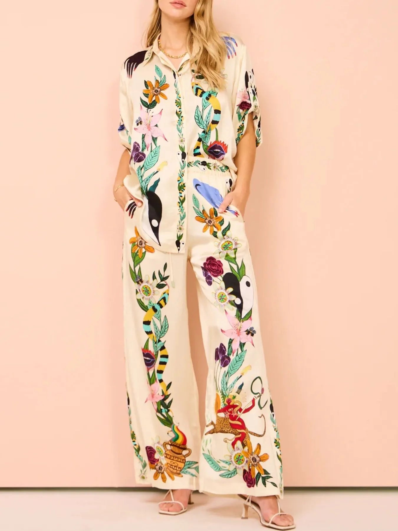 NEWYORKLISTED STYLE COLLECTION: Printed Button-Up Shirt and Pants Set