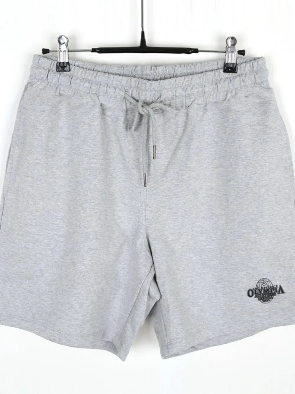 NEWYORKLISTED ATLAS MEN's COLLECTION: Gray shorts with a drawstring on a white background