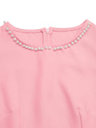 NEWYORKLISTED STYLE COLLECTION: Pink dress with pearl embellishments on a white background