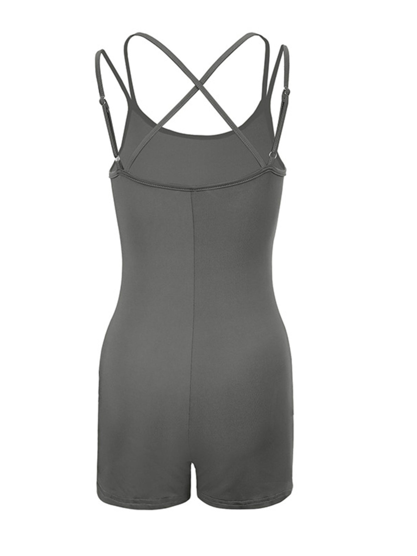 NEWYORKLISTED ACTIVEWEAR COLLECTION: Gray romper with thin straps on a white background