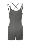 NEWYORKLISTED ACTIVEWEAR COLLECTION: Gray romper with thin straps on a white background