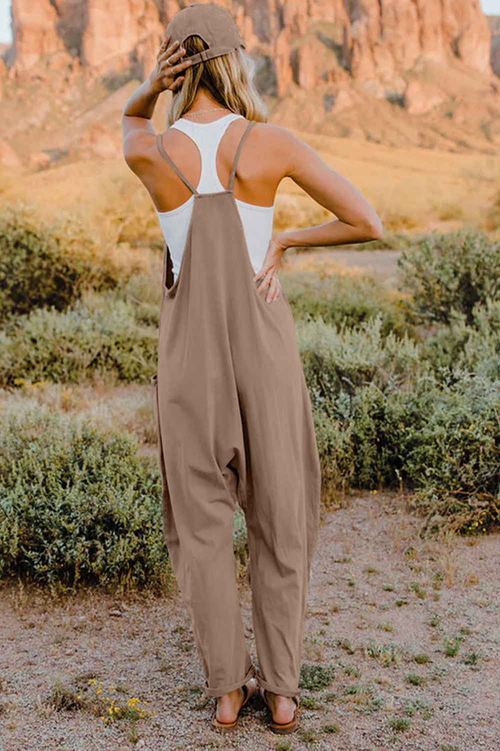 NEWYORKLISTED V-Neck Sleeveless Jumpsuit with Pockets - NEWYORKLISTED