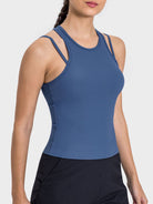 Millennia Cutout Round Neck Racerback Active Tank - NEWYORKLISTED
