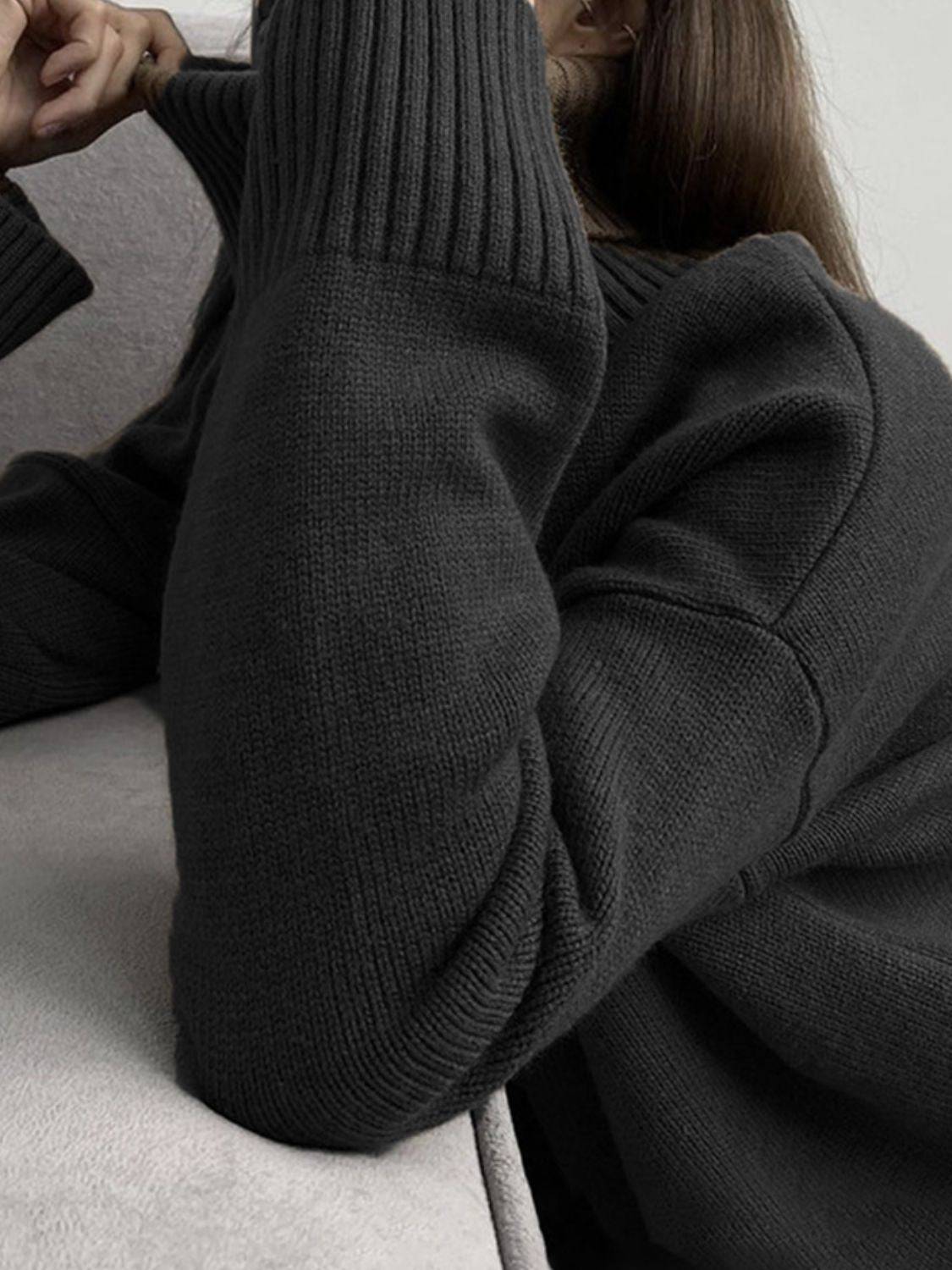 NEWYORKLISTED STYLE COLLECTION: Turtleneck Drop Shoulder Sweater - NEWYORKLISTED