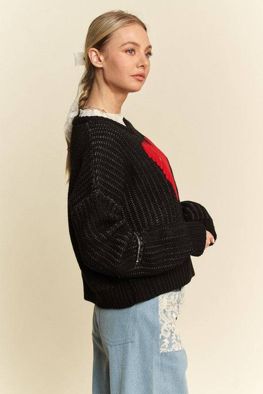 NEWYORKLISTED STYLE COLLECTION: Heart Dropped Shoulder Sweater - NEWYORKLISTED