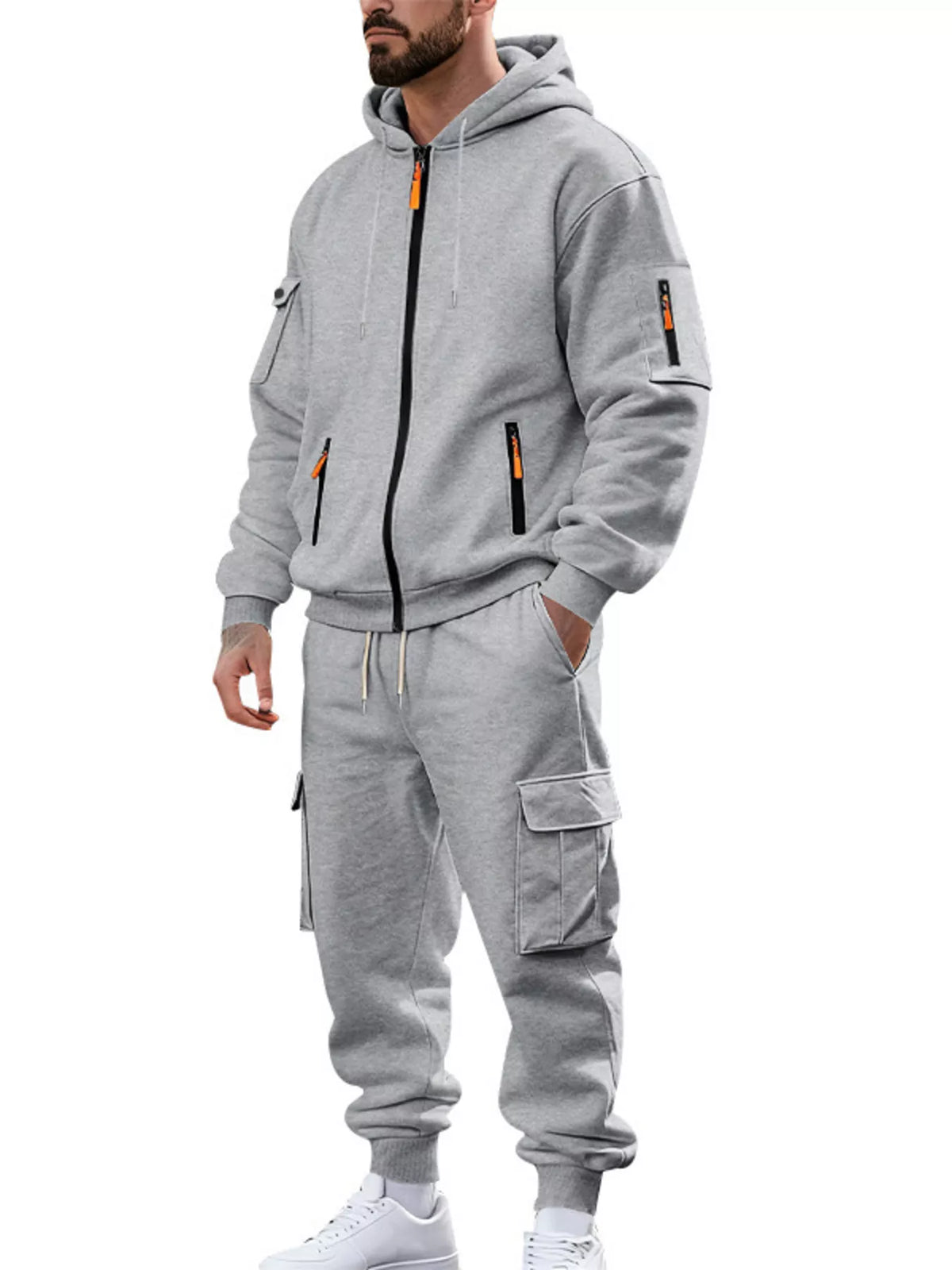 NEWYORKLISTED ATLAS MEN'S COLLECTION – Men's zip-up hoodie and cargo pants two-piece set, product image 13
