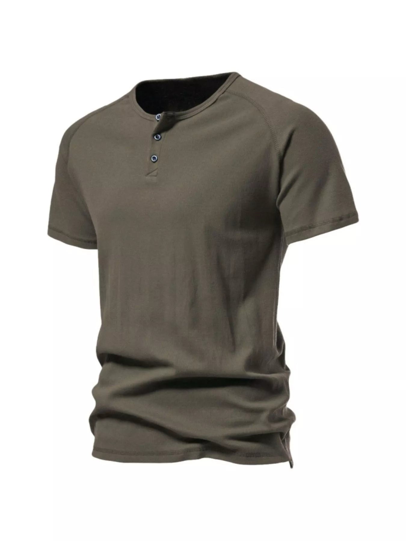 NEWYORKLISTED ATLAS MEN'S COLLECTION: Gray henley shirt on a white background