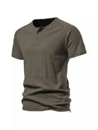NEWYORKLISTED ATLAS MEN'S COLLECTION: Gray henley shirt on a white background