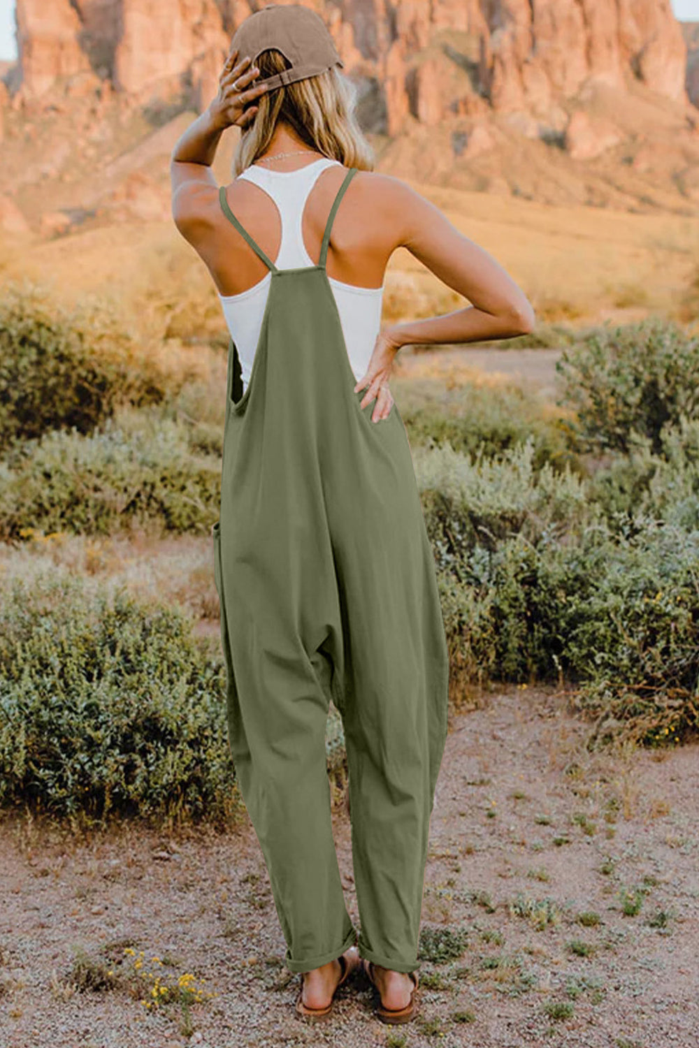 NEWYORKLISTED V-Neck Sleeveless Jumpsuit with Pockets - NEWYORKLISTED
