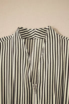 NEWYORKLISTED STYLE COLLECTION: Black and white striped shirt on a beige background