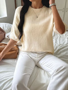 NEWYORKLISTED STYLE COLLECTION: Women's Ribbed Hem Round Neck Sweater – Cozy, Chic &amp; Slightly Cropped in Camel