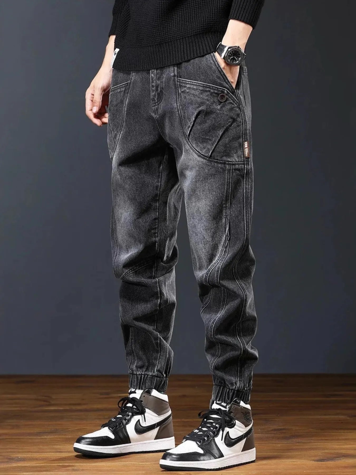 NEWYORKLISTED ATLAS MEN's COLLECTION: Men's Plus Size Washed Cargo Jogger Jean