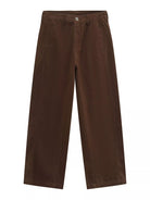 NEWYORKLISTED ATLAS MEN'S COLLECTION: A pair of dark brown wide-leg trousers shown flat against a solid white background.