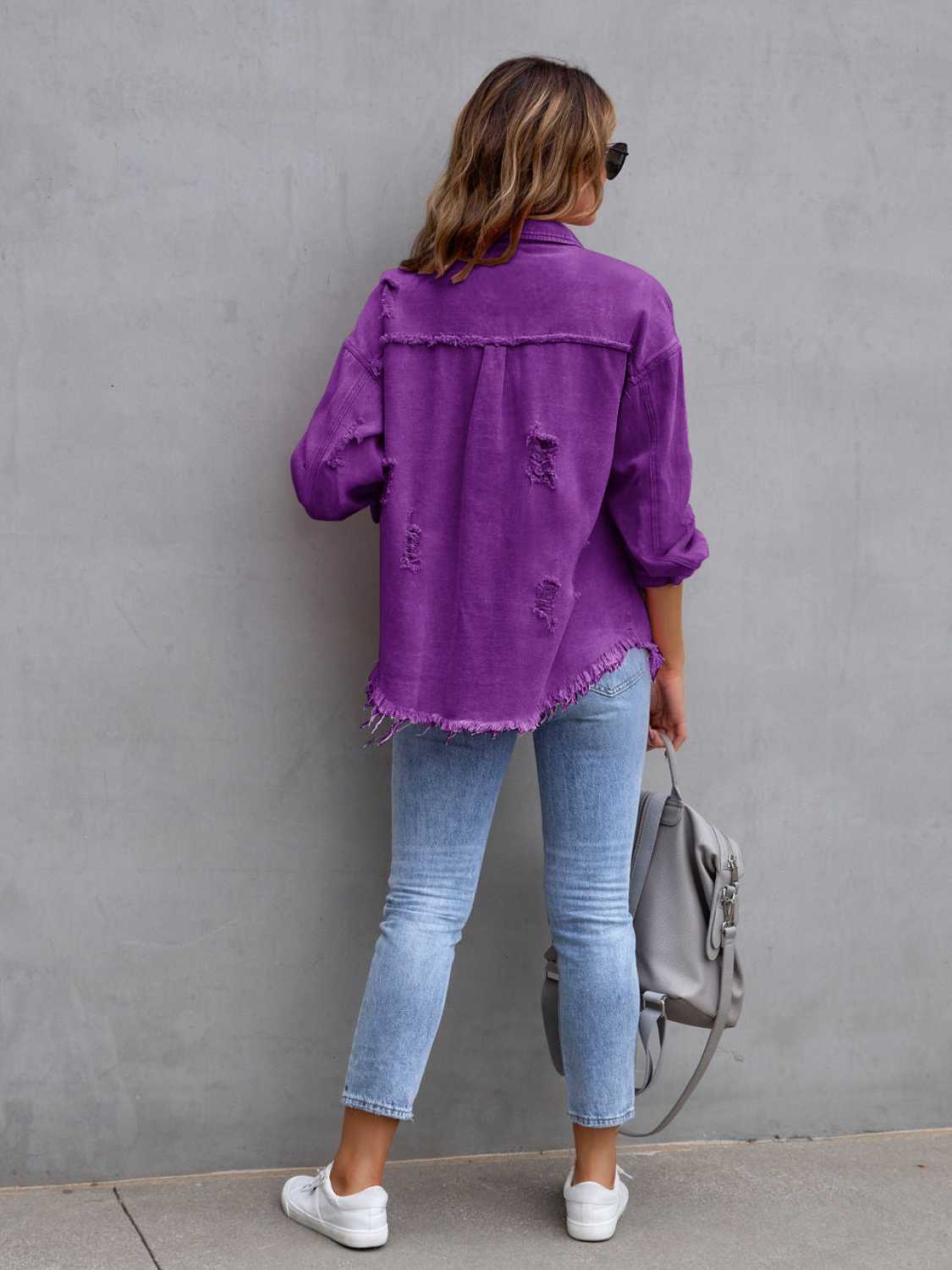 NEWYORKLISTED STYLE COLLECTION: Distressed Color Pop Denim Jacket - NEWYORKLISTED