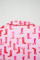 NEWYORKLISTED Intimate Apparel: Pink fabric with red boot pattern on a white background