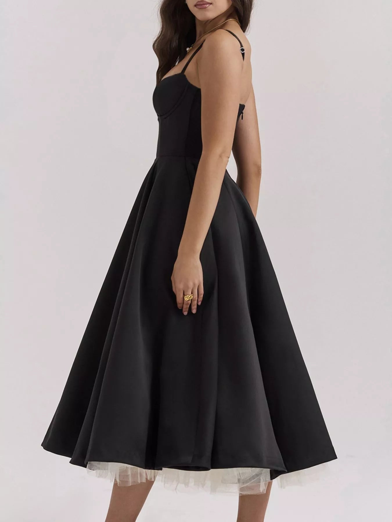 NEWYORKLISTED STYLE COLLECTION: Sweetheart Neck A-Line Midi Dress Black / 2XL