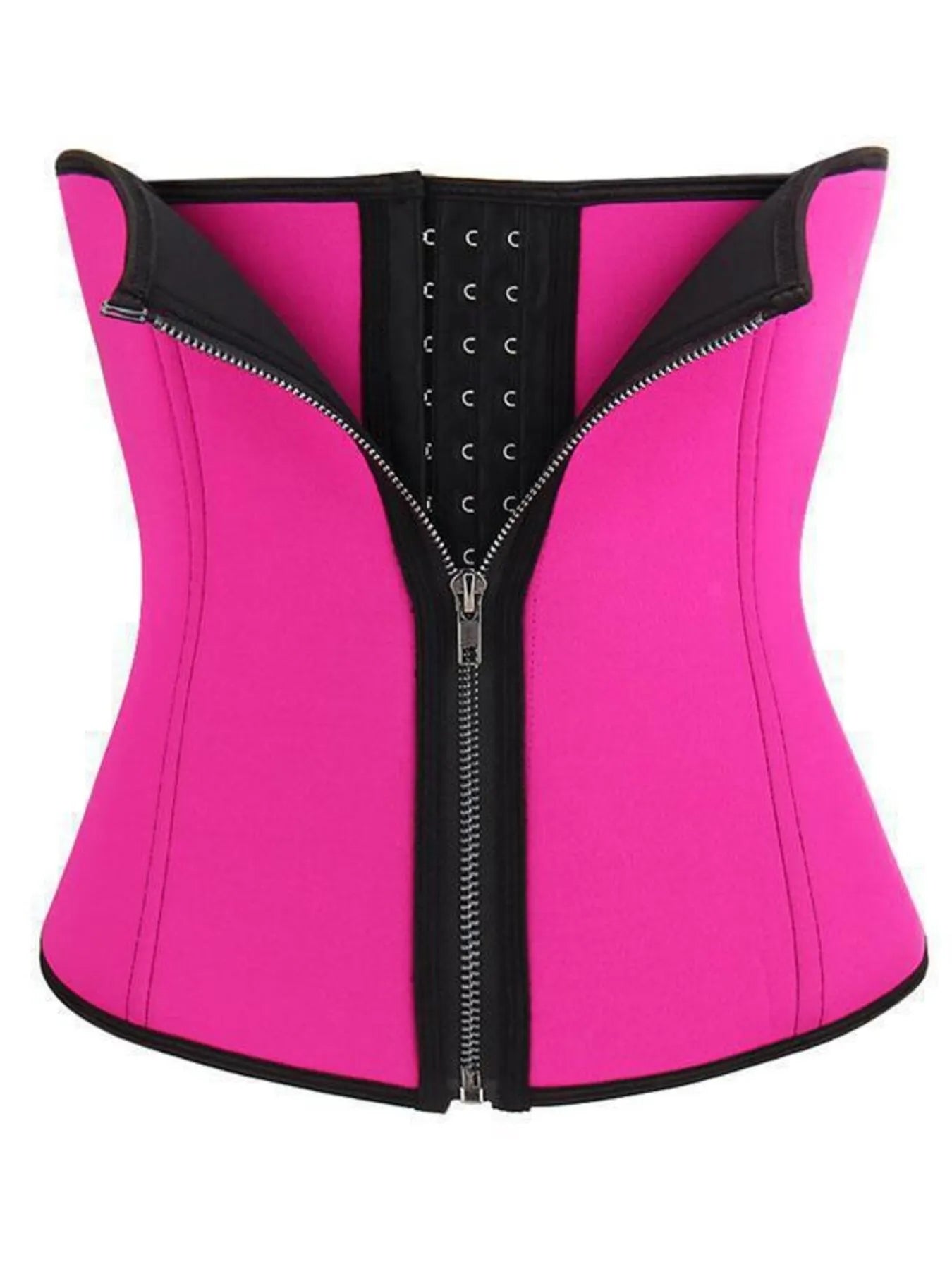 NEWYORKLISTED Intimate Apparel: Pink waist trainer with black zipper on a white background
