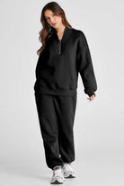 Quarter Zip Long Sleeve Top and Pants Set - NEWYORKLISTED