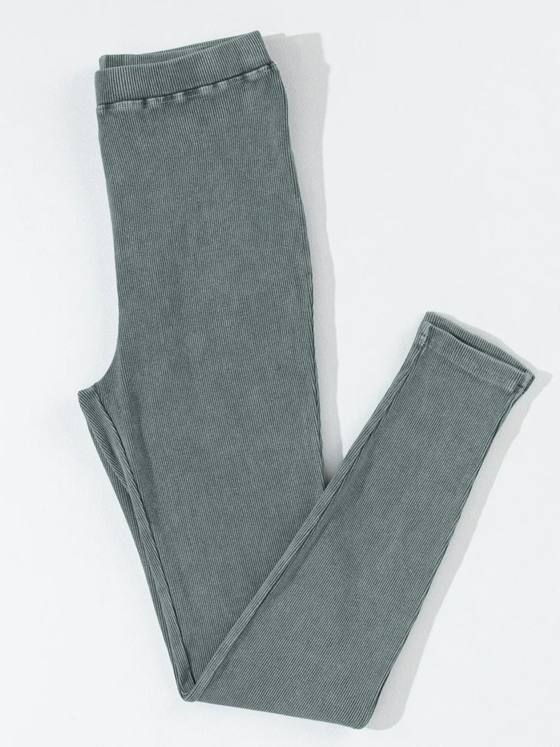 Ribbed Elastic Waist Leggings - NEWYORKLISTED